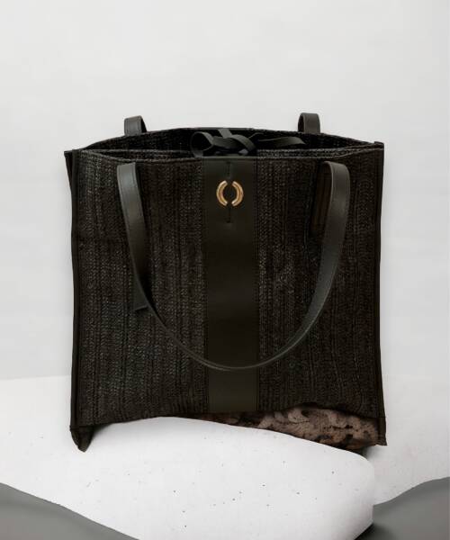 Hobo Double Raffia Bag Black