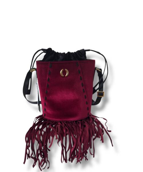 Bucket Velvet Fringe Marsala