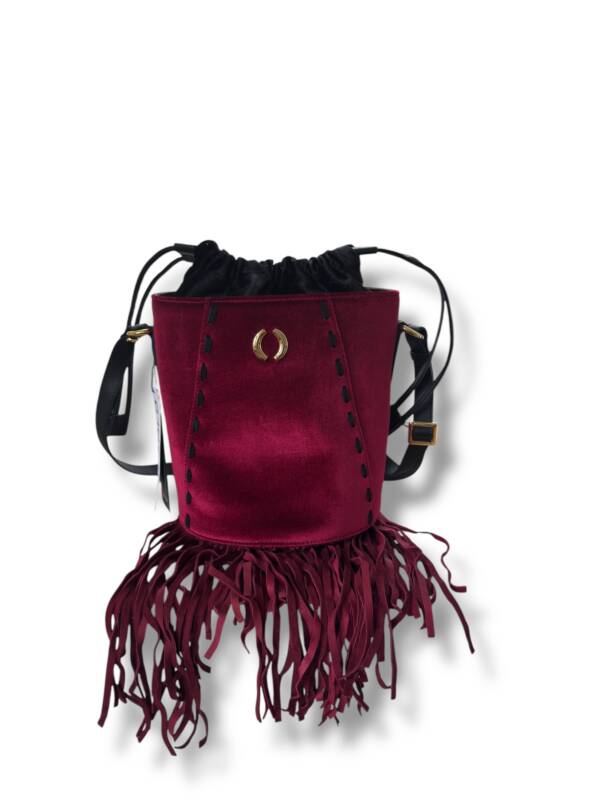 Bucket Velvet Fringe Marsala